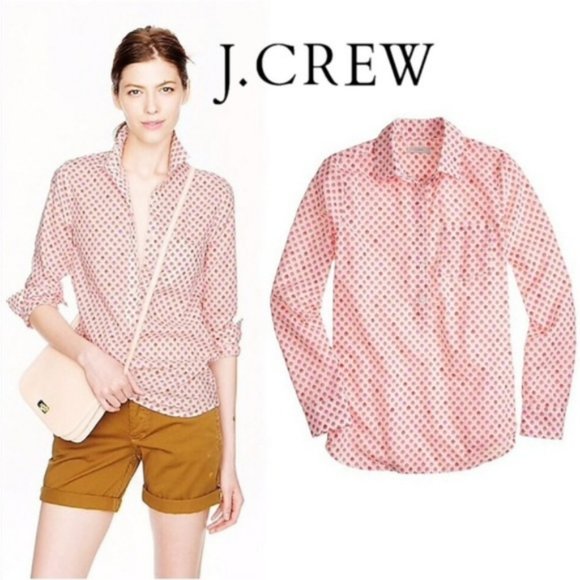 J. Crew Camp Popover Button Blouse in Flower Bud 4 - Picture 1 of 6